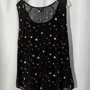 Torrid 2X challis scoopneck black tank with stars